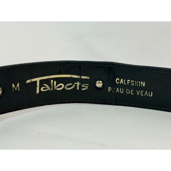 VTG Talbots Women Black Scottie Dog Calfskin Belt Gold Medium 1990s Preppy main image 9
